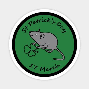 Rat with Shamrock St Patricks Day Magnet