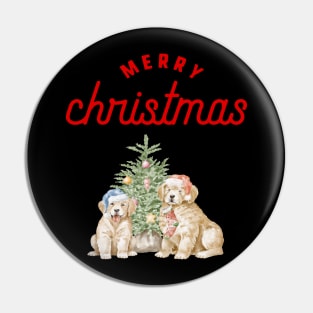 Merry Christmas Puppy Festive Holiday Design Pin