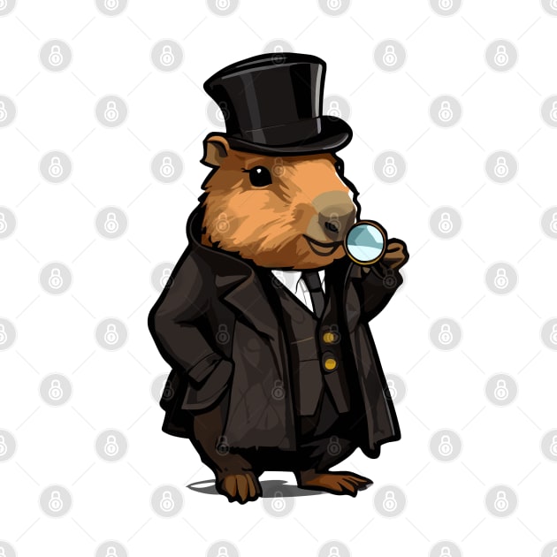 Cute Capybara Detective Gentlaman by MonkaGraphics