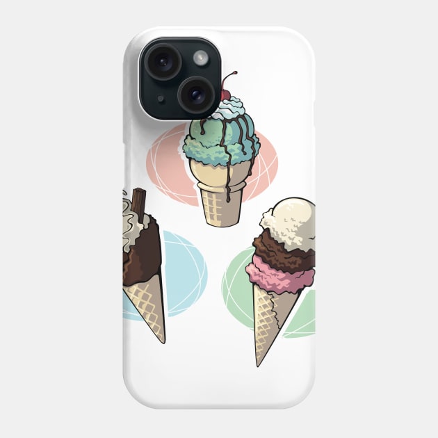 Ice Cream Trio Phone Case by Abbilaura