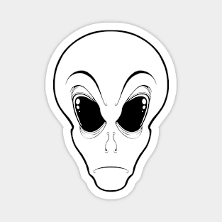 Gray Cartoon Alien Head - Lined Magnet