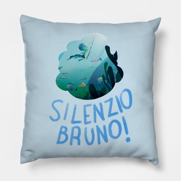 Silenzio Bruno! Pillow by davidpavon