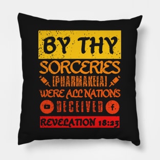 Revelation 18:23 Sorceries Pharmakeia Grunge Aesthetic Sunset Pillow