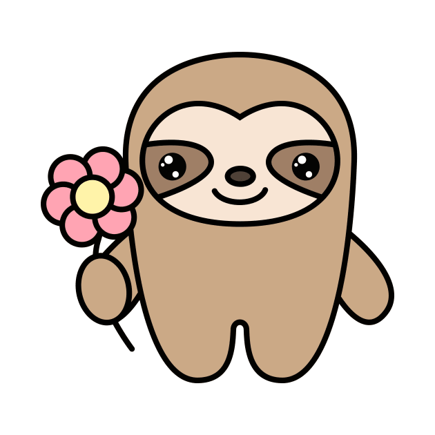 Cute sloth with a flower in a paw by Eduard Litvinov