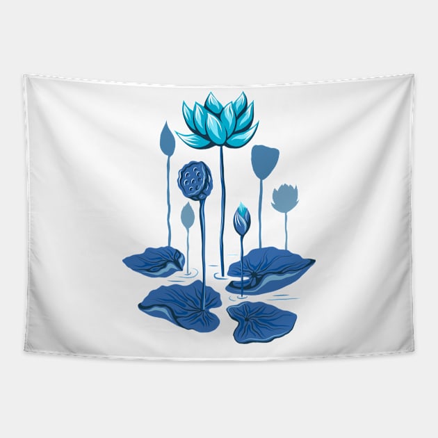 Blue lotus Tapestry by Veleri