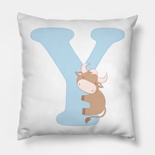 Y - blue - yak ox Pillow