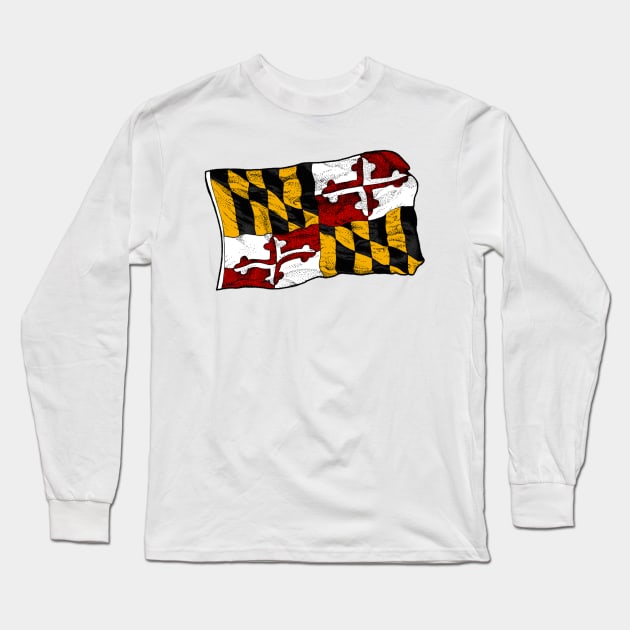 Elizabeth Weglein Art Maryland Flag Long Sleeve T-Shirt