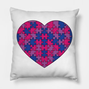 Puzzle Heart -Bisexual Pride Colors Pillow