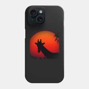 Cool Giraffe Red/Orange Sunset, Sunrise Graphic Art, available on many products Phone Case