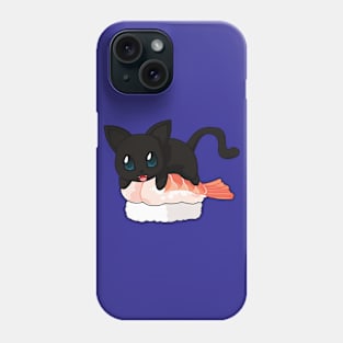 Black Cat Shrimp Sushi Phone Case