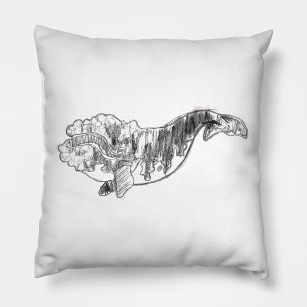 North Atlantic Right Whale Pillow by Art of V. Cook