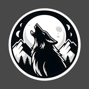 Wolf Howling At The Moon Black T-Shirt