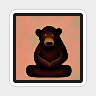 Brown Bear In Contemplation Sitting Peacefully Meditating Illustration Magnet