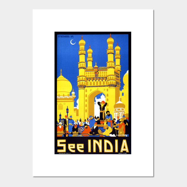 Vintage Travel Poster See India Hyderabad India Posters And Art Prints Teepublic Uk