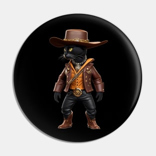 Cute Cowboy Black Cat Pin