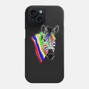 Zebra Face with Stripes Painted Bright Colors Phone Case