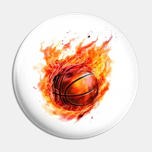 Flamming Basketball Watercolor Pin