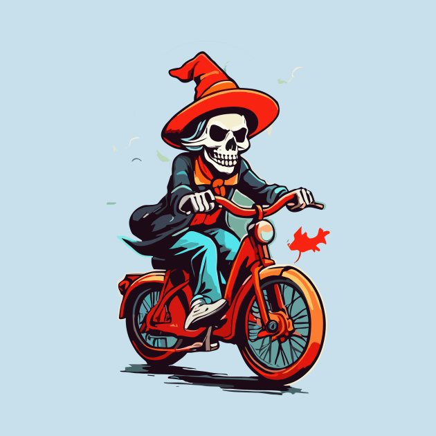 Witch skeleton riding bike by Maria Murtaza