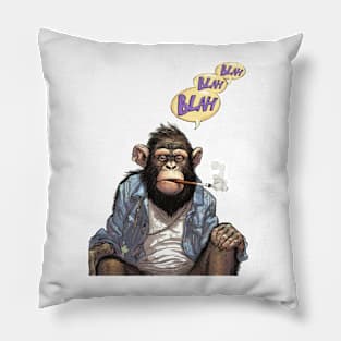 Stoned Monkey Blah Blah Blah Monkey Thoughts Pillow