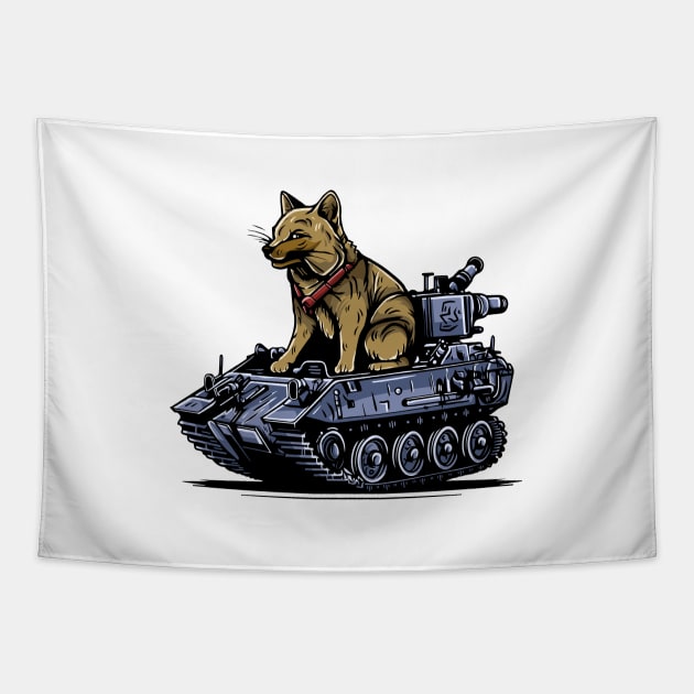 Wolf Driving Tank War Vechile Tapestry by eijainspire