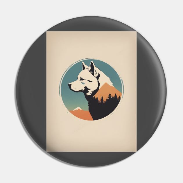 Akita Dog 4 - Japanese Retro Style Pin by nextpensive