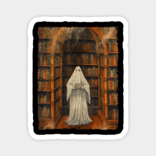 Vintage Ghost Book Reading Librarian Halloween Teachers Magnet