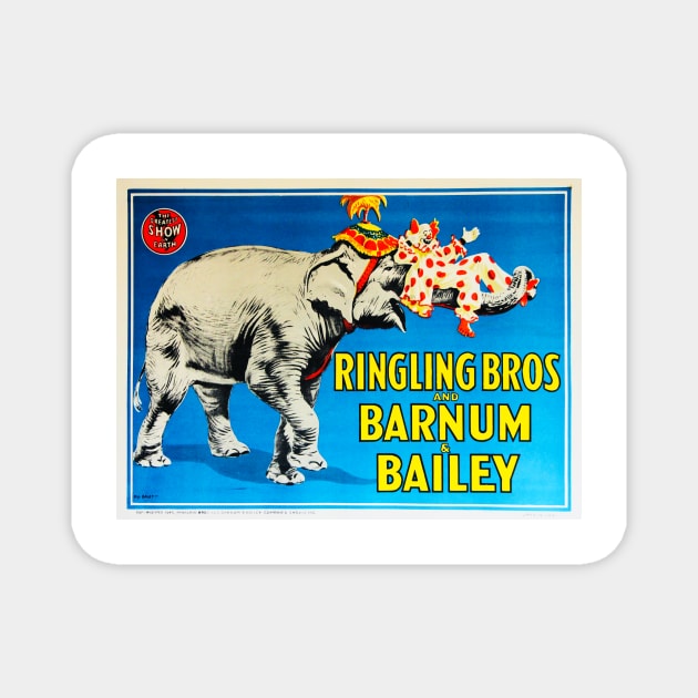 ELEPHANT CIRCUS SHOW by Ringling Bros and Barnum & Bailey Vintage Lithograph Poster Magnet by vintageposters