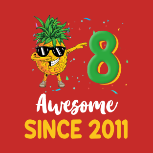 8th Birthday Pineapple Dabbing 8 Years Old T-Shirt