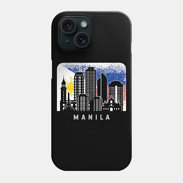 Manila NCR Skyline Vintage Philippines Flag Phone Case by ThyShirtProject - Affiliate