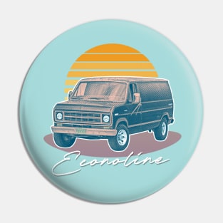 Retro Ford Econoline Faded Retro Sunset Design Pin