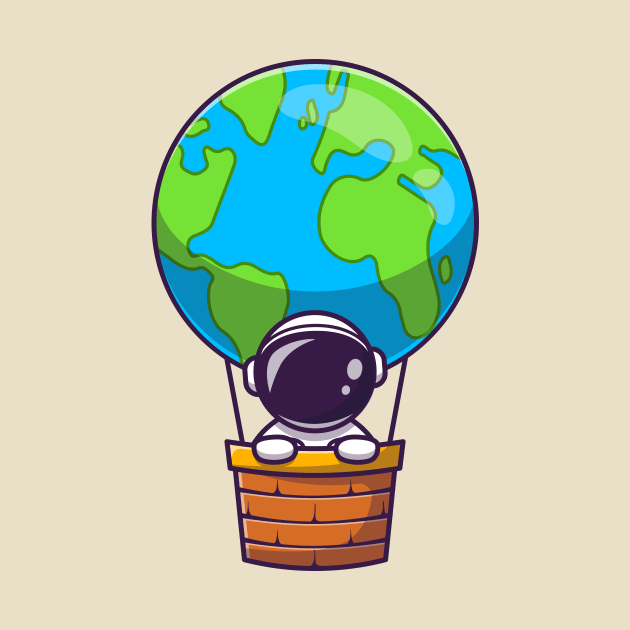 Cute Astronaut In Hot Air Balloon Earth by Catalyst Labs