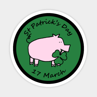 Pig with Shamrock St Patricks Day Magnet