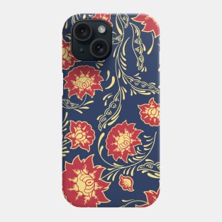 flower pattern red navy blue purple gold golden yellow aesthetic vintage Phone Case