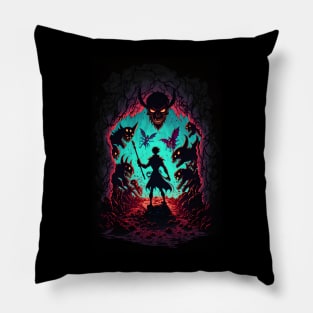 Anime Hero Entering Hell to Fight Demons Pillow