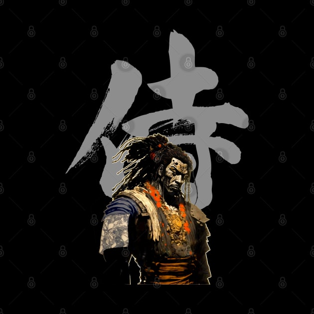 Yasuke Black Samurai in 1579 Feudal Japan No. 2 on a Dark Background by Puff Sumo