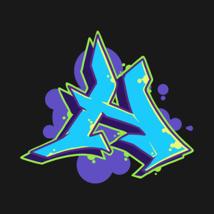 Letter H - Graffiti Street Art Style Blue T-Shirt