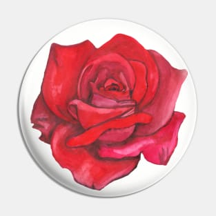 Watercolor red rose Pin