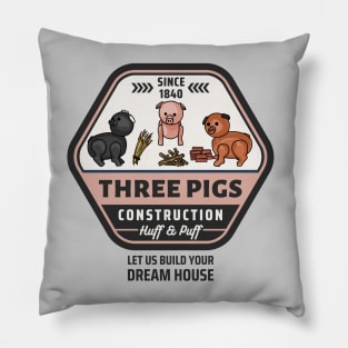 Three Pigs Construction Co. Logo Pillow