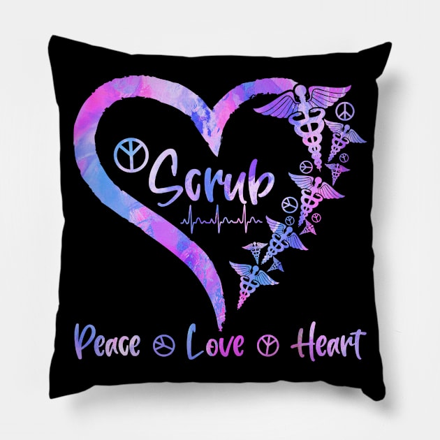 Peace Love Heart Heal Scrub Life Nurse Lover Nursing Pillow by Salimkaxdew