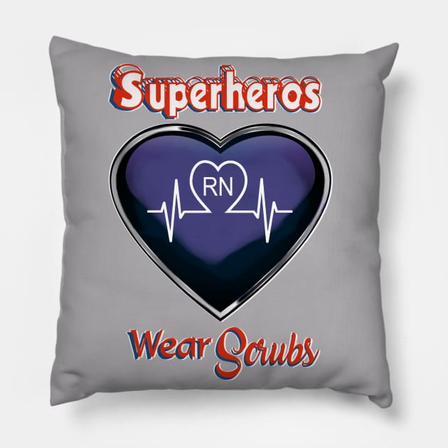 Registered Nurse Superhero Wear Scrubs RN Pillow by Lorri's Custom Art