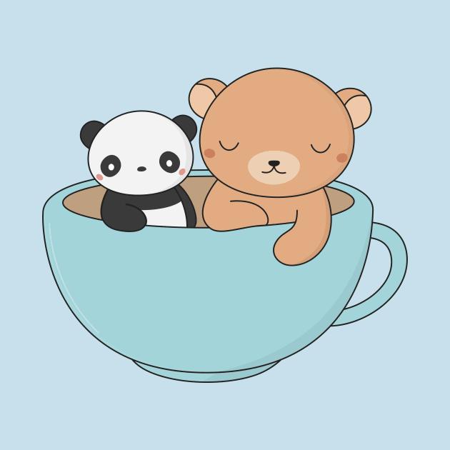 Kawaii Cute Panda and Bear by wordsberry