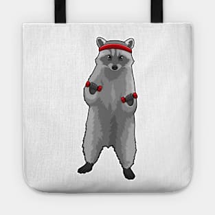 Racoon at Fitness with Dumbbells Tote