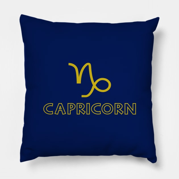 Astrology Capricorn Sign Symbol Gold Pillow by NataliePaskell