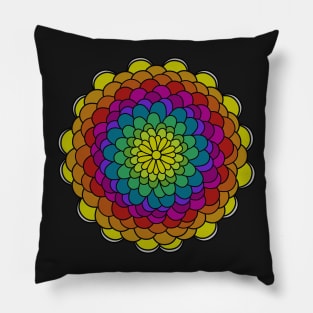 Rainbow Mandala flower Pillow