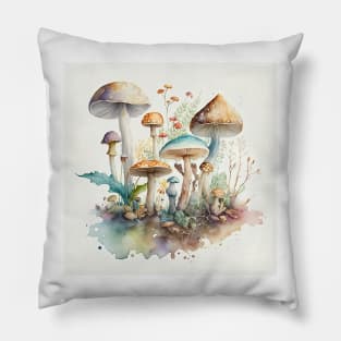 Watercolor mushrooms in the nature2 Pillow