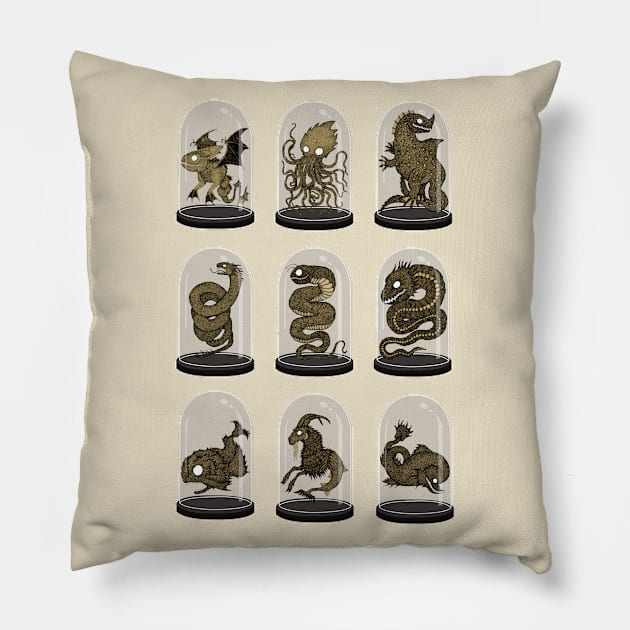 Sea Monster Bell Jars Pillow by djrbennett