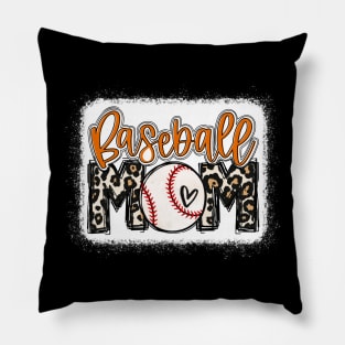 Baseball Mom Orange Leopard Baseball Mama Pillow