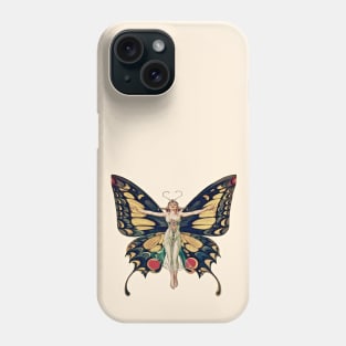 Vintage butterfly/female drawing Phone Case