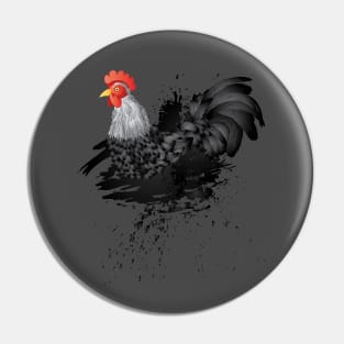 Grunge Black Rooster Pin