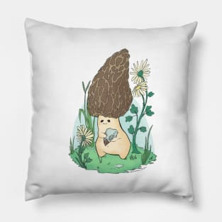 Cute Mushroom With Bird Skull Oddities Design Pillow